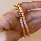 Collana vintage in oro 9K con corallo rosa, anni ‘50/‘60
