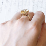 Vintage cocktail ring in 14K gold with yellow citrine quartz, 1960s