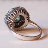 Vintage 14K white gold ring with emeralds (1.48ctw approx.) And diamonds (0.40ctw approx.), 60s / 70s