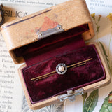 Antique 14K gold brooch with pearl and marcasites, early 1900s