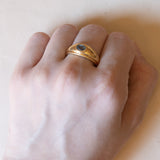 Vintage 18K gold band ring with blue topaz, 60s / 70s