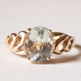 Coppia di anelli vintage in oro 9K con acquamarina (2.50ct ca .) e ametista (2.20ct ca.), anni ‘70/‘80