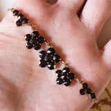 Collana vintage in oro 8K con granati, anni ‘50/‘60