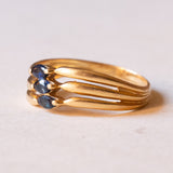 Anello vintage in oro 18K con zaffiri, anni ‘50/‘60