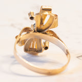 Anello vintage in oro 18K con pasta di vetro blu e paste di vetro rosse, anni ‘50