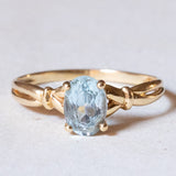 Anello vintage in oro 18K con acquamarina, anni ‘50/‘60