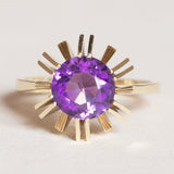 Anello vintage in oro giallo 14K con ametista (1.70ct ca.), anni ‘60/‘70
