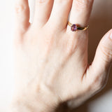 🔮 Anello vintage in oro 18K con ametista, anni ‘60
