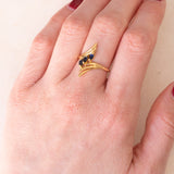 🌱Anello vintage in oro giallo 18K con zaffiri, anni ‘70