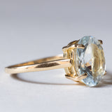 Anello vintage da cocktail in oro 18K con acquamarina, anni ‘50