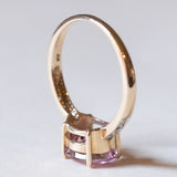 Anello vintage in oro 9K con spinello rosa e diamanti, anni ‘80