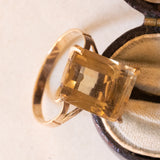 Anello vintage da cocktail in oro 18K con quarzo citrino, anni ‘50/‘60