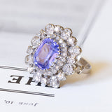 Anello convertito da susta in platino e oro bianco 18K con tanzanite (3ct ca.) e diamanti (1ctw ca.)