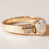 Anello vintage in oro 14K con opale e diamanti (0.14ctw ca.), anni ‘70