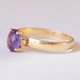🔮 Anello vintage in oro 18K con ametista, anni ‘60