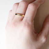 Anello a fascia in oro 18K con zaffiro e diamanti, anni ‘70