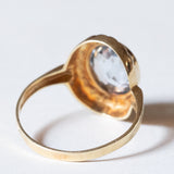 Anello vintage in oro 14K con spinello sintetico azzurro, anni ‘60/‘70