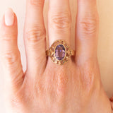 Anello vintage in oro giallo 8K con ametista (2.50ct ca.), anni ‘60/‘70