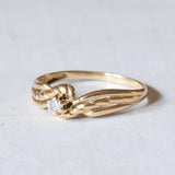 Solitario vintage in oro 18K con pietra imitazione di diamante, anni '60/'70