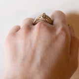 Anello “triplo” vintage in oro 18K con diamanti (0.30ctw ca.) e rubini, anni ‘70