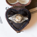 Art Deco solitaire in 18K gold and silver with approx. 1ct diamond, 1920s