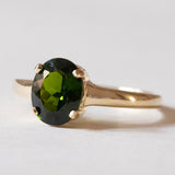 Anello solitario vintage in oro 14K con tsavorite verde, anni ‘70
