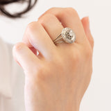 Bague ancienne en or blanc 18 carats avec diamants (0,45 ct environ), années 1930/1940