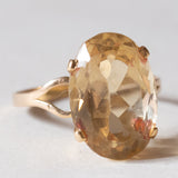 Anello vintage da cocktail in oro 18K con quarzo citrino (6ct ca.), anni ‘50/‘60
