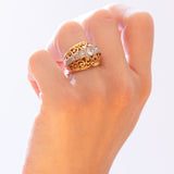 Anello vintage in oro 18K con diamanti di taglio vecchio (0.75ctw ca.), anni '40