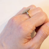 Anello a navette vintage in oro 18K con diamanti (0.20ctw ca.), anni ‘50/‘60