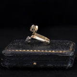Anello vintage in oro 14K con topazio giallo (1.20ct ca.) e diamanti (0.24ctw ca.), anni ‘70/‘80