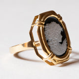 đ¤ Anello vintage in oro 18K con cammeo su onice, anni â80