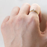 Anello retrò in oro 18K con pietra bianca, anni ‘40