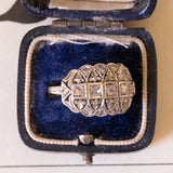 Anello antico in oro 18K con diamanti di taglio rosetta, anni ‘30/‘40