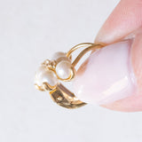 Orecchini vintage in oro giallo 18K con perle bianche e zirconi, anni ‘50/‘60