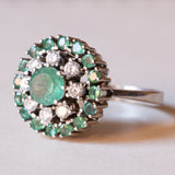 Vintage 14K white gold ring with emeralds (1.48ctw approx.) And diamonds (0.40ctw approx.), 60s / 70s