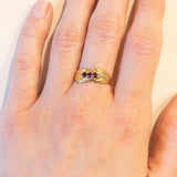 Anello vintage in oro 18K con rubini, anni ‘60/‘70
