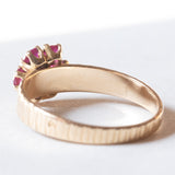 Anello retrò in oro 18K con rubini e perla, anni ‘40