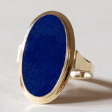Anello vintage da sigillo in oro 14K con lapislazzuli, anni ‘50/‘60