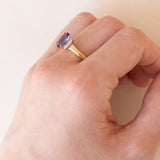 Anello vintage in oro 9K con tanzanite e zaffiri bianchi, anni ‘80