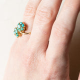 Anello Toi et Moi vintage in oro 18K con turchesi, anni '50/'60