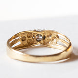 Anello retrò in oro 18K con pietra bianca, anni ‘40