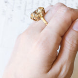 Vintage cocktail ring in 14K gold with yellow citrine quartz, 1960s