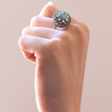 Vintage 14K white gold ring with emeralds (1.48ctw approx.) And diamonds (0.40ctw approx.), 60s / 70s