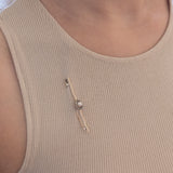 Antique 14K gold brooch with pearl and marcasites, early 1900s
