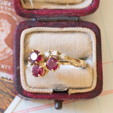 Vintage ring in 18K gold with rubies (1.30ctw approx.) And diamonds (0.10ctw approx.), 1970s