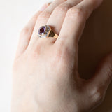 🔮 Anello vintage in oro 9K con ametista e diamanti, anni ‘70
