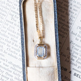 Collana vintage in oro 14K con spinello azzurro sintetico, anni ‘70/‘80