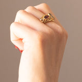 Anello vintage in oro giallo 18K con acquamarina e tormaline rosa, anni ‘60