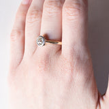 Solitario antico in oro 18K con diamante di taglio vecchia Europa (0.90ct ca.), anni ‘30/‘40